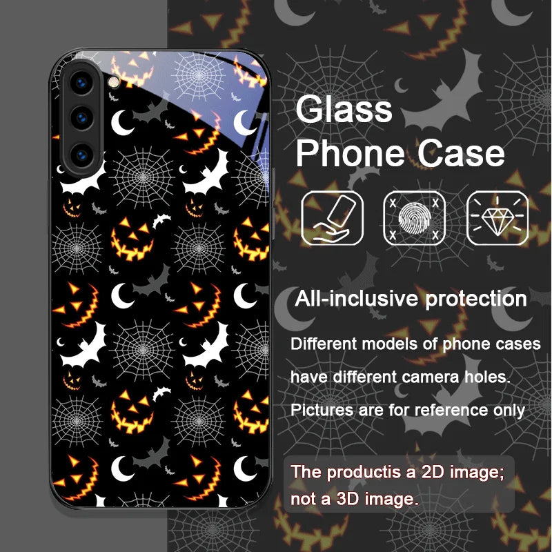 Halloween Kürbis Glas Hülle für Galaxy S25–S23