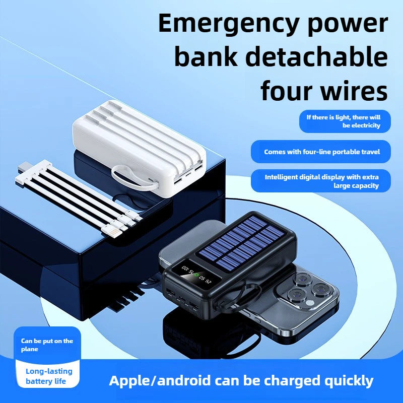 Solar Powerbank mit LED Licht und tragbarem Akku