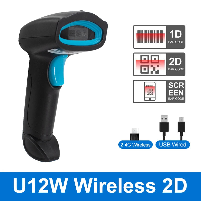1D 2D Barcode Scanner Bluetooth Kabellos Kabelgebunden