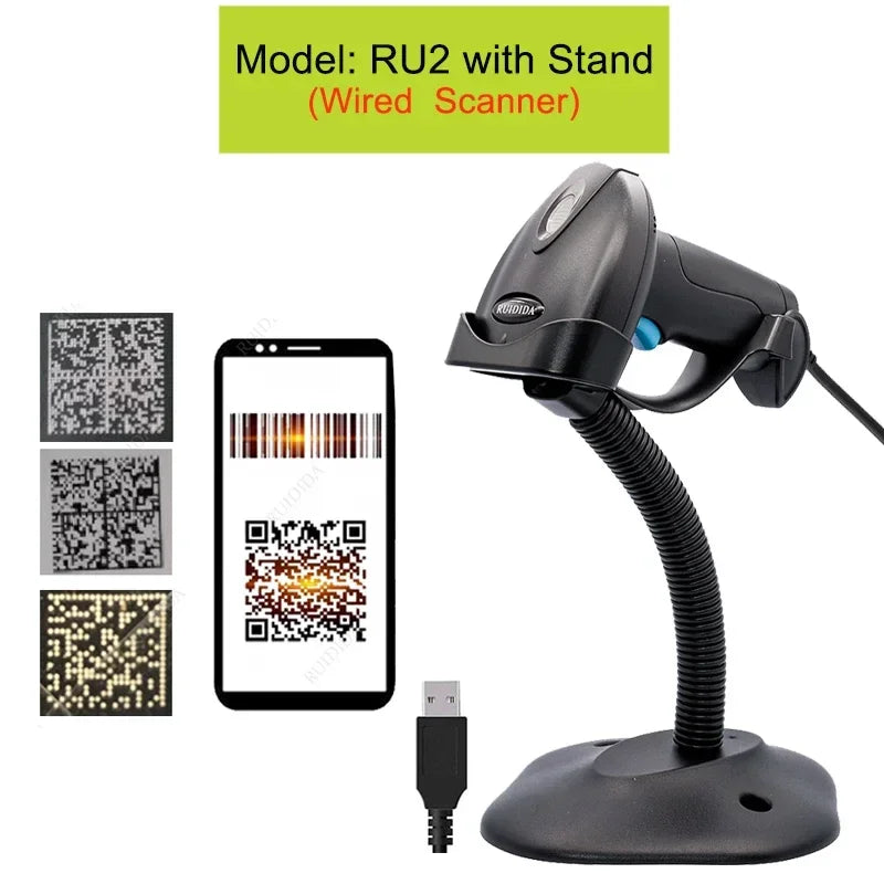 Kabelloser Bluetooth QR-Code Scanner mit Ständer