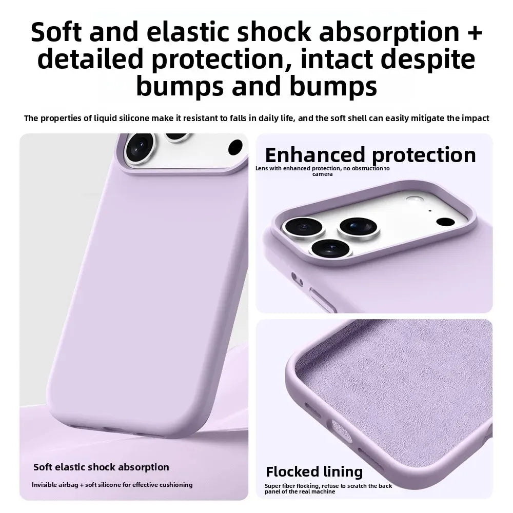 Flüssigsilikon Hülle mit Band für iPhone 17–15 Pro
