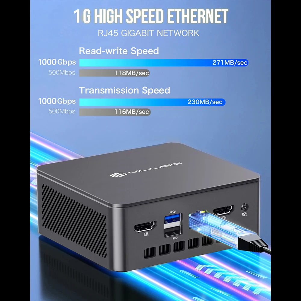 Kompakter Mini-PC Intel N100 16GB RAM 512GB SSD