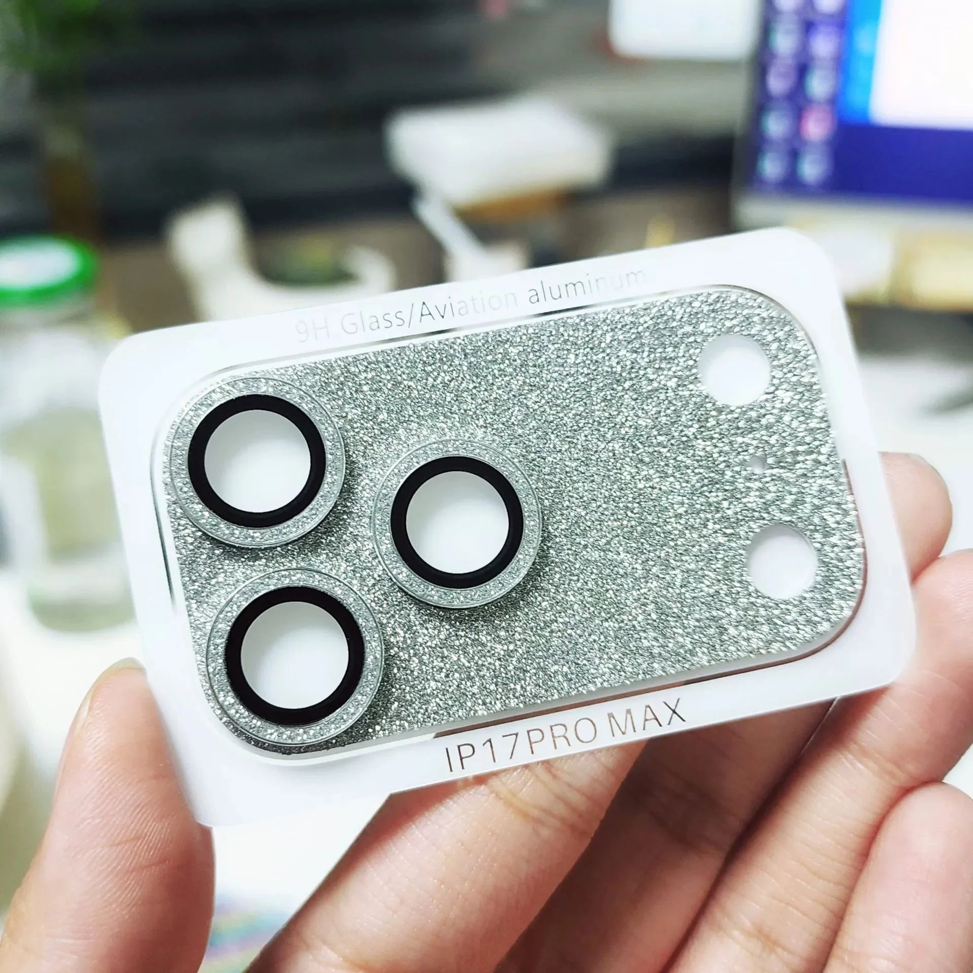 Glitter metal camera cover for iPhone 17 Pro Max