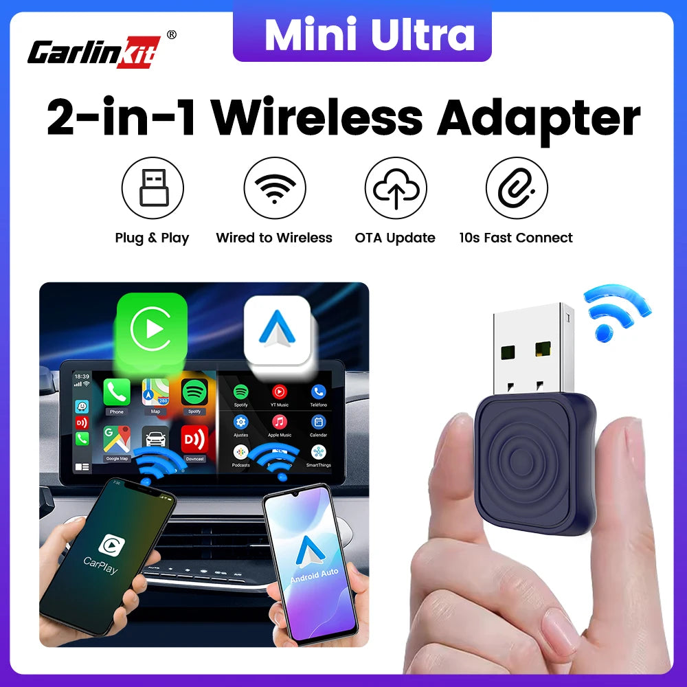 Carlinkit 2in1 Wireless CarPlay Android Auto Adapter
