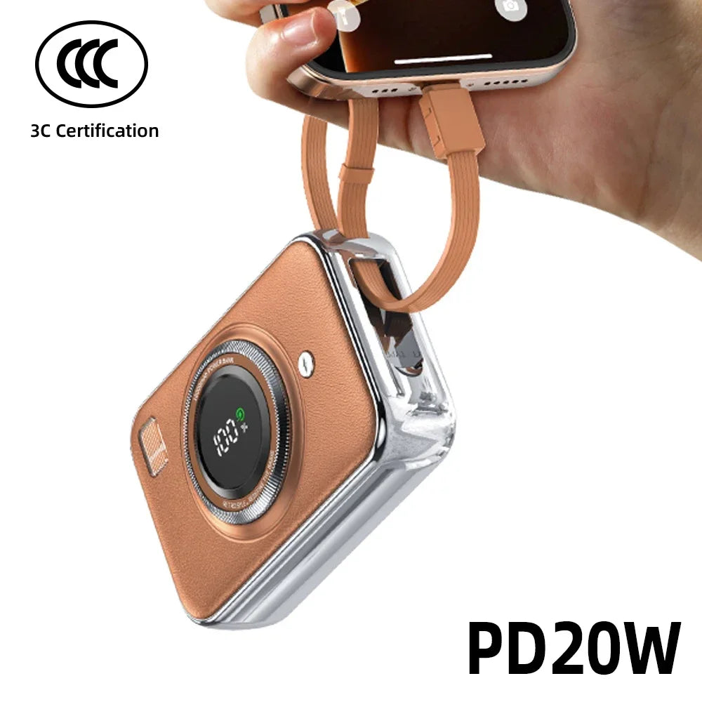 Mini Powerbank mit Kabel & Farbwahl