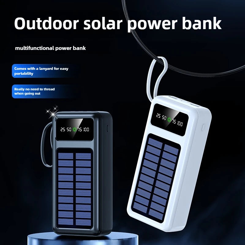 Solar power bank with LED light and portable battery