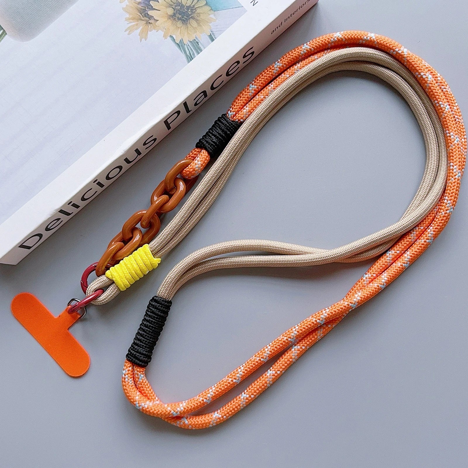 Verstellbares Leder-Handy-Lanyard mit Perlen