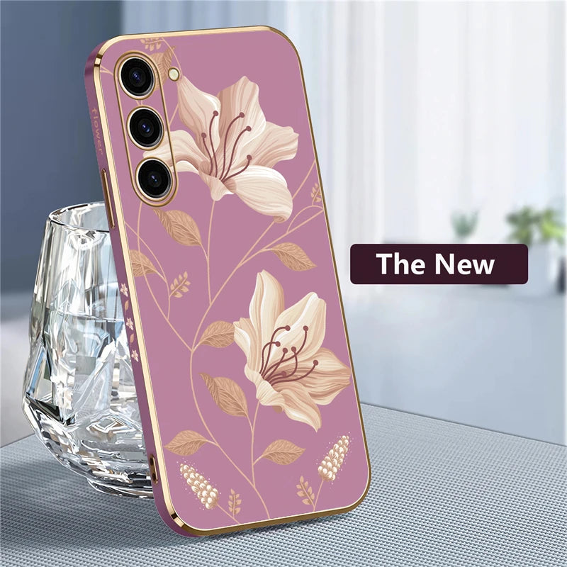 Silikon Hülle für Samsung Galaxy S24 Blumen Muster