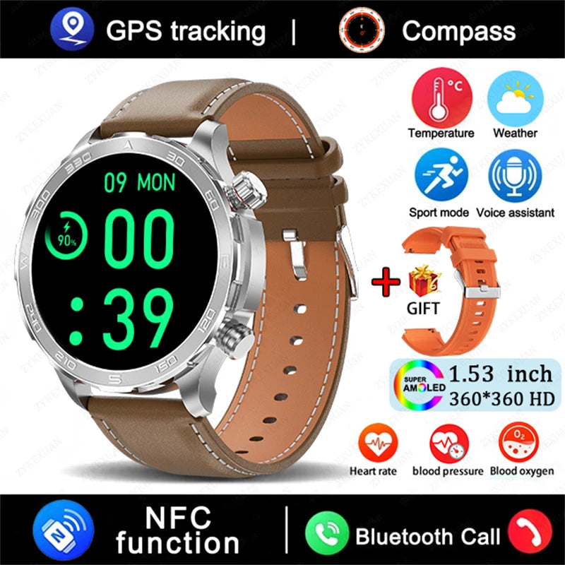 Sports Smartwatch 2025 with GPS, NFC & AMOLED display
