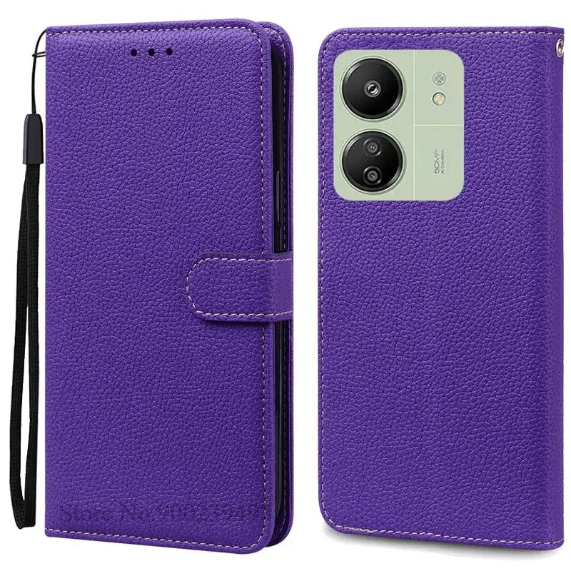 Étui à rabat en cuir pour Redmi 13C