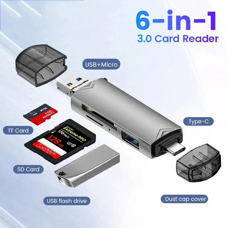 6-in-1 SD TF Kartenleser USB Typ-C Adapter
