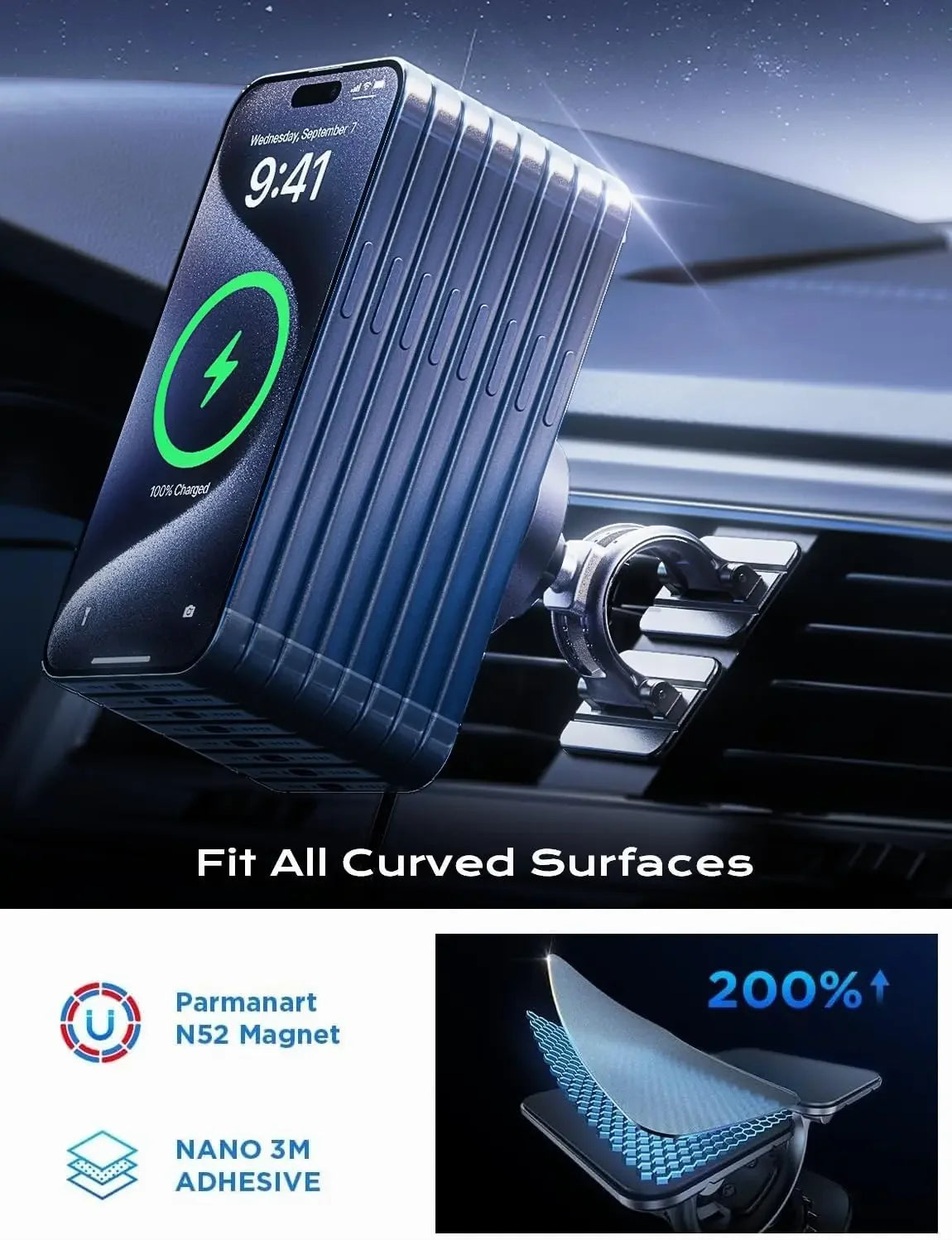 2-in-1 Magnetic MagSafe Car Charger 15W