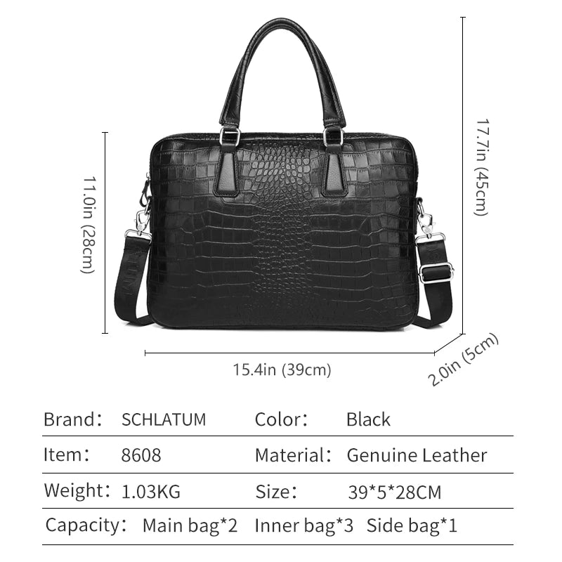 SCHLATUM Echtes Leder Laptop Aktentasche