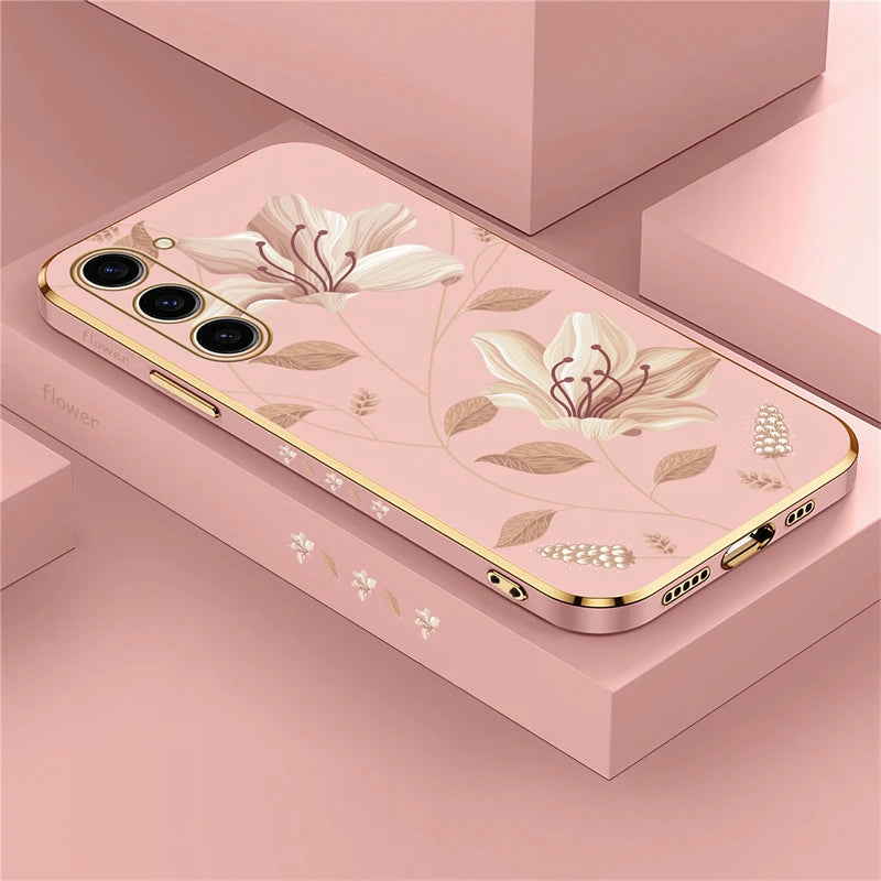 Silikon Hülle für Samsung Galaxy S24 Blumen Muster