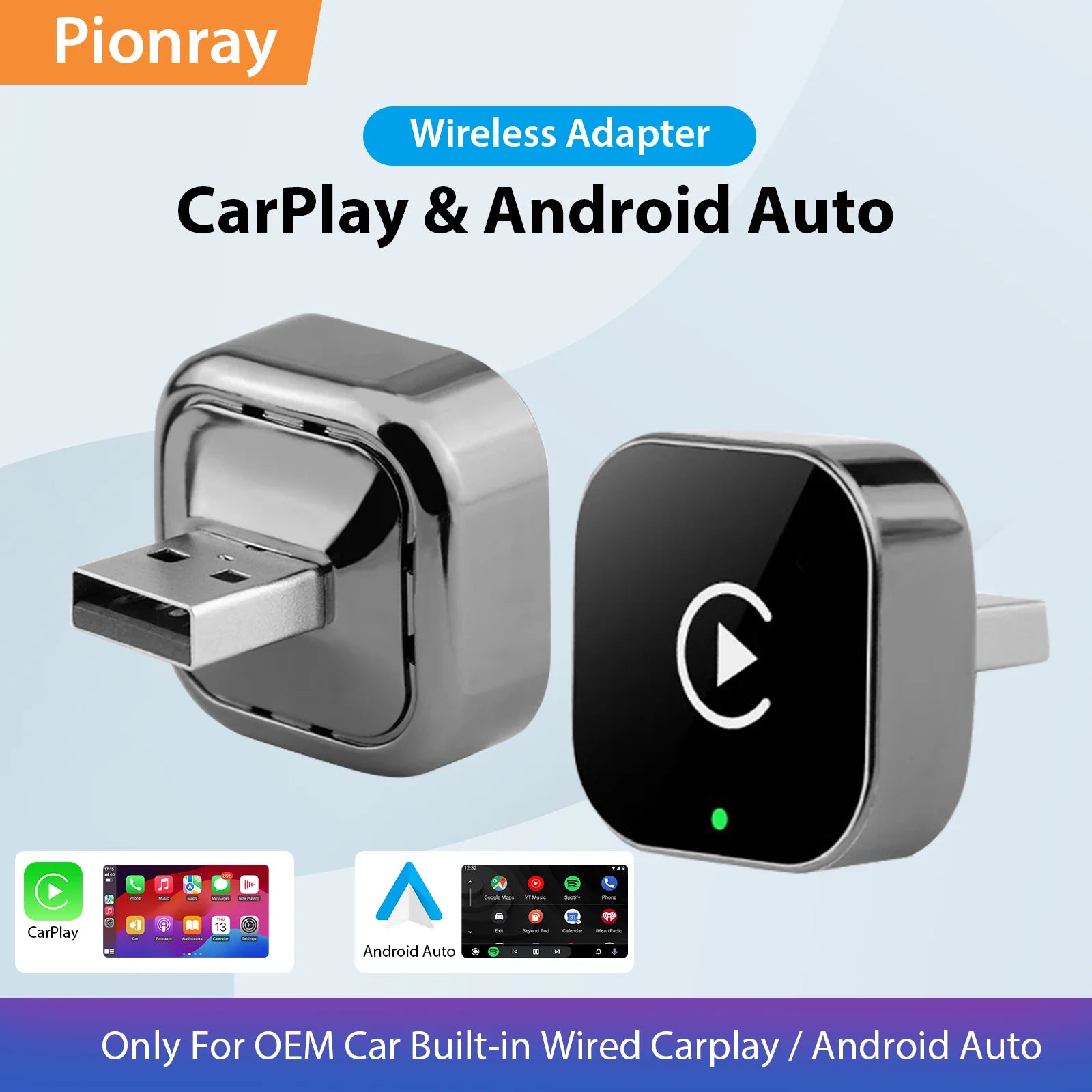 Pionray 2in1 kabelloser CarPlay Android Auto Adapter