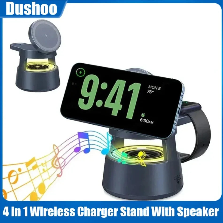 Magnetische 3-in-1 Ladestation mit LED und Lautsprecher