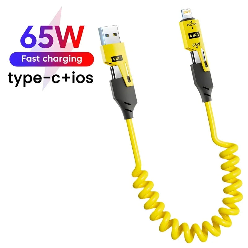 4-in-1 65W USB Typ-C Federkabel