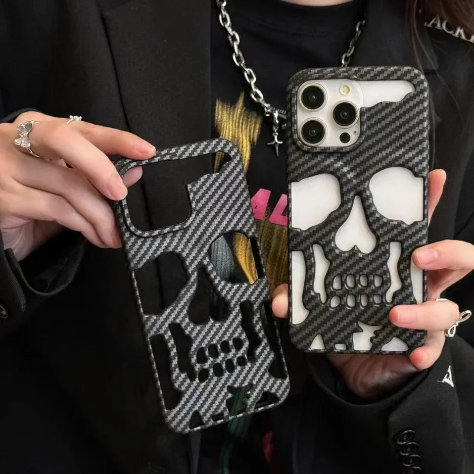 3D Matte Metallic Skull Phone Case for iPhone