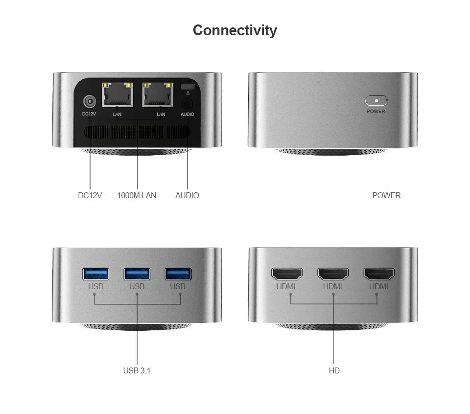 Kompakter Mini-PC Intel Quad Core Windows 11