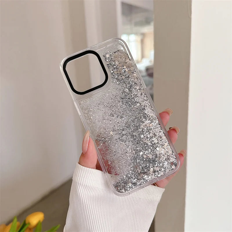 Silberne Sterne Quicksand Hülle für iPhone 17 Pro Max