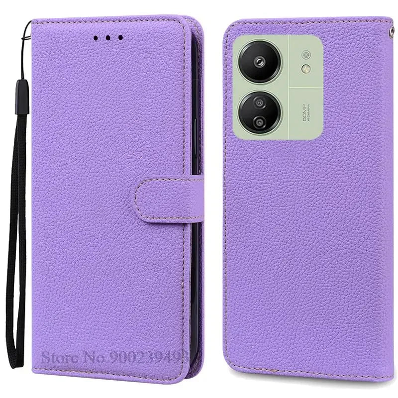 Étui à rabat en cuir pour Redmi 13C