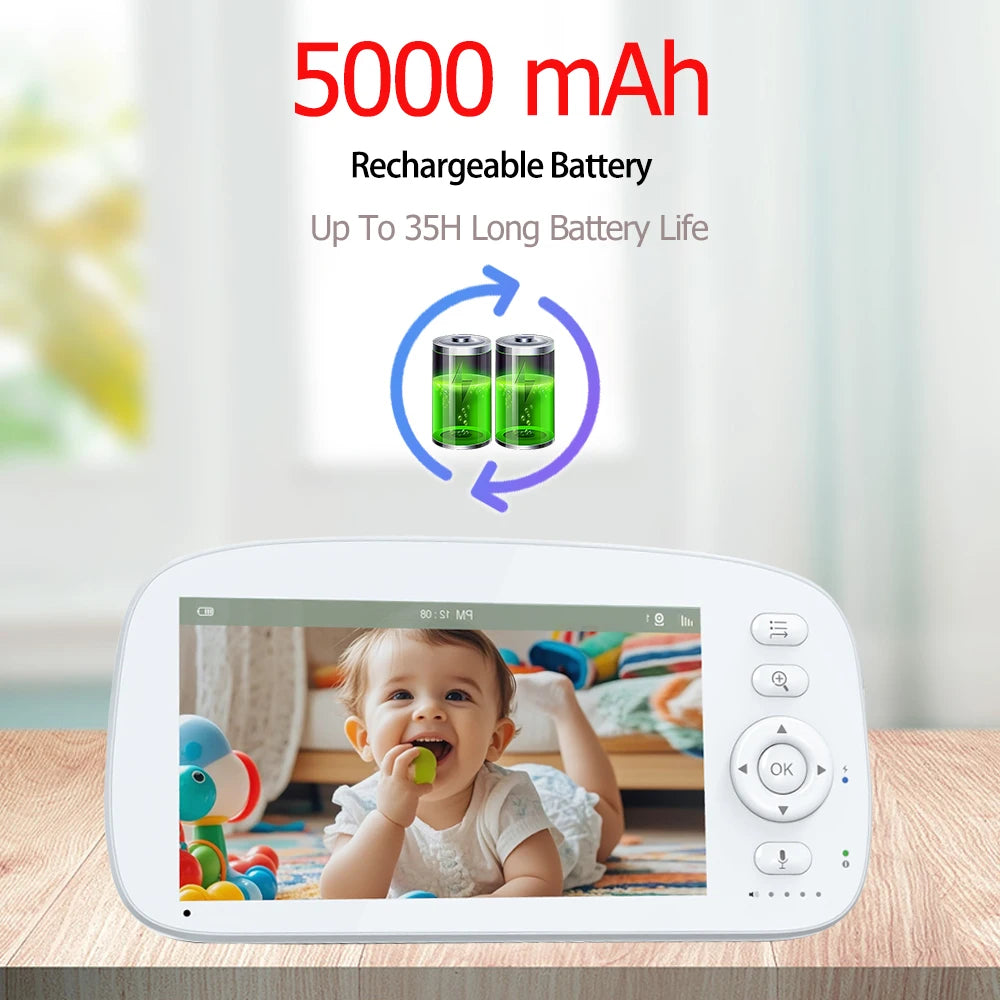 5-inch baby monitor with PTZ camera and temperature