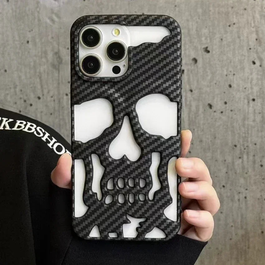 3D Matte Metallic Skull Phone Case for iPhone