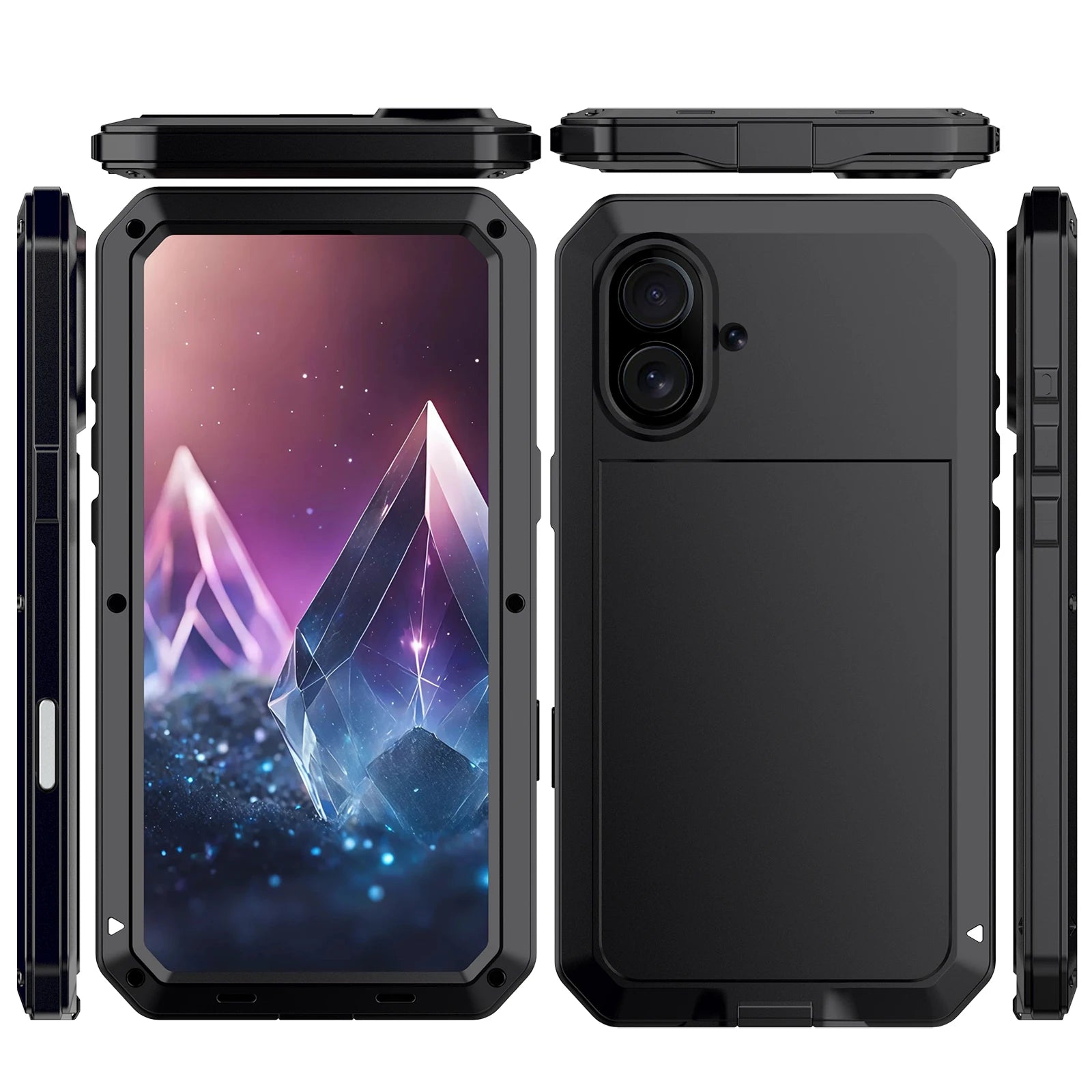 Stoßfeste Metall-Glas Hülle für iPhone 17