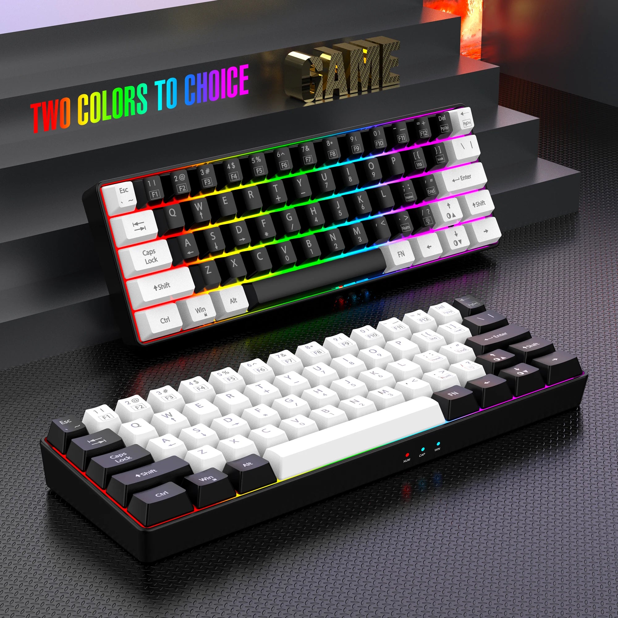 Kompakte 60% Gaming-Tastatur RGB