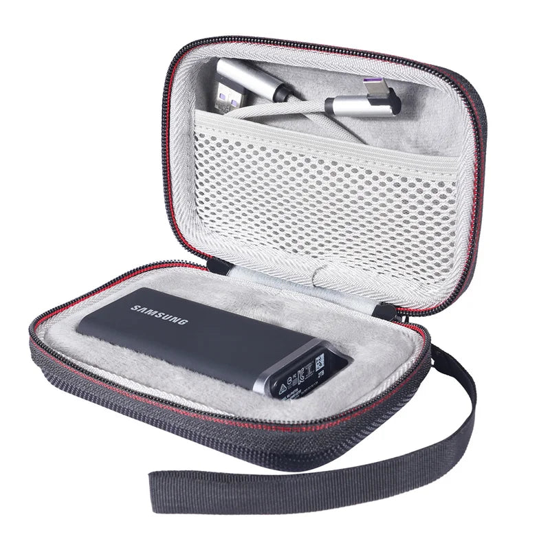 Hardcase Schutzhülle für externe SSD – Robuste Tragetasche mit Organizer für mobile Festplatten