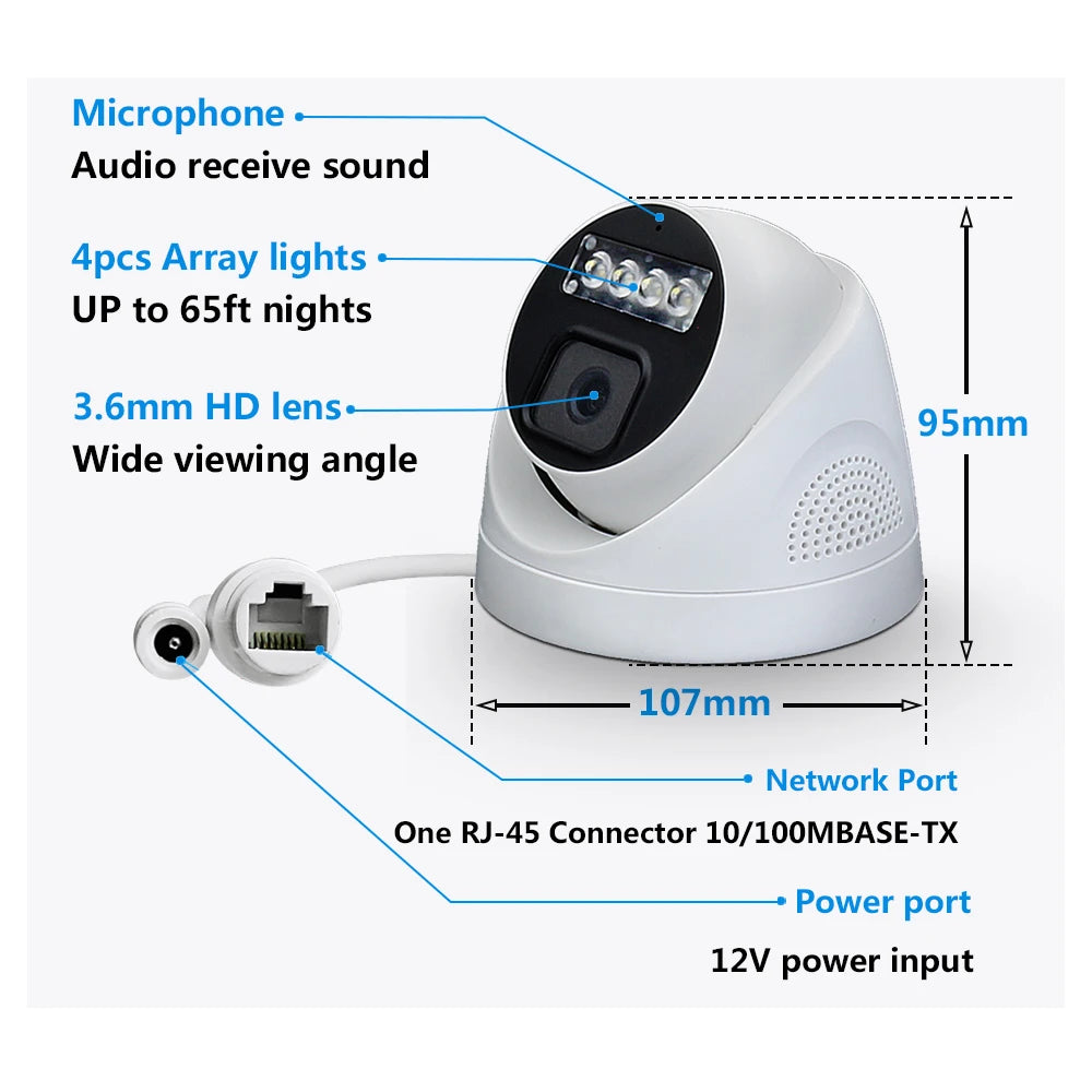 4K 8MP PoE IP Camera with AI Color Night Vision
