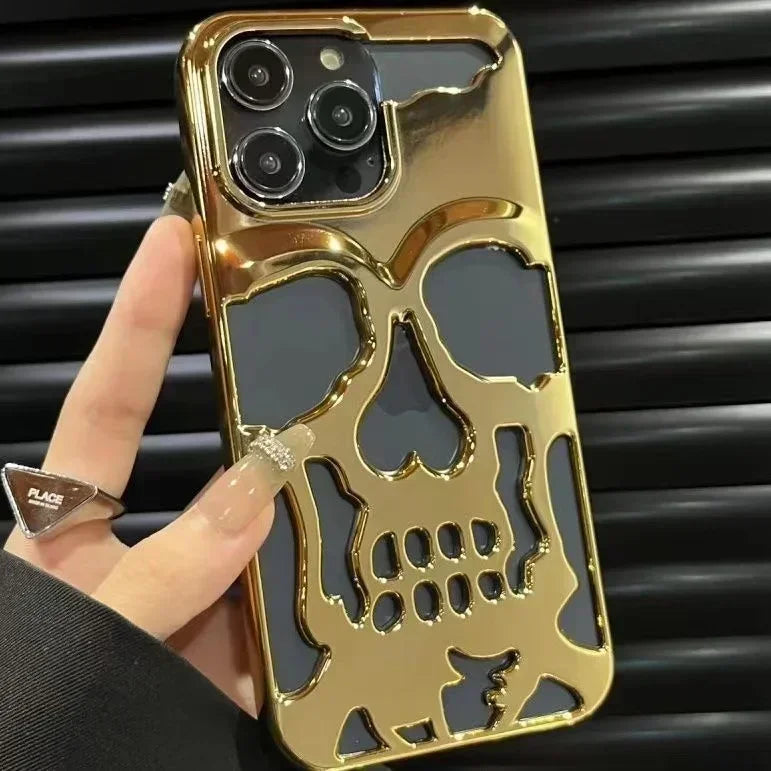3D Matte Metallic Skull Phone Case for iPhone