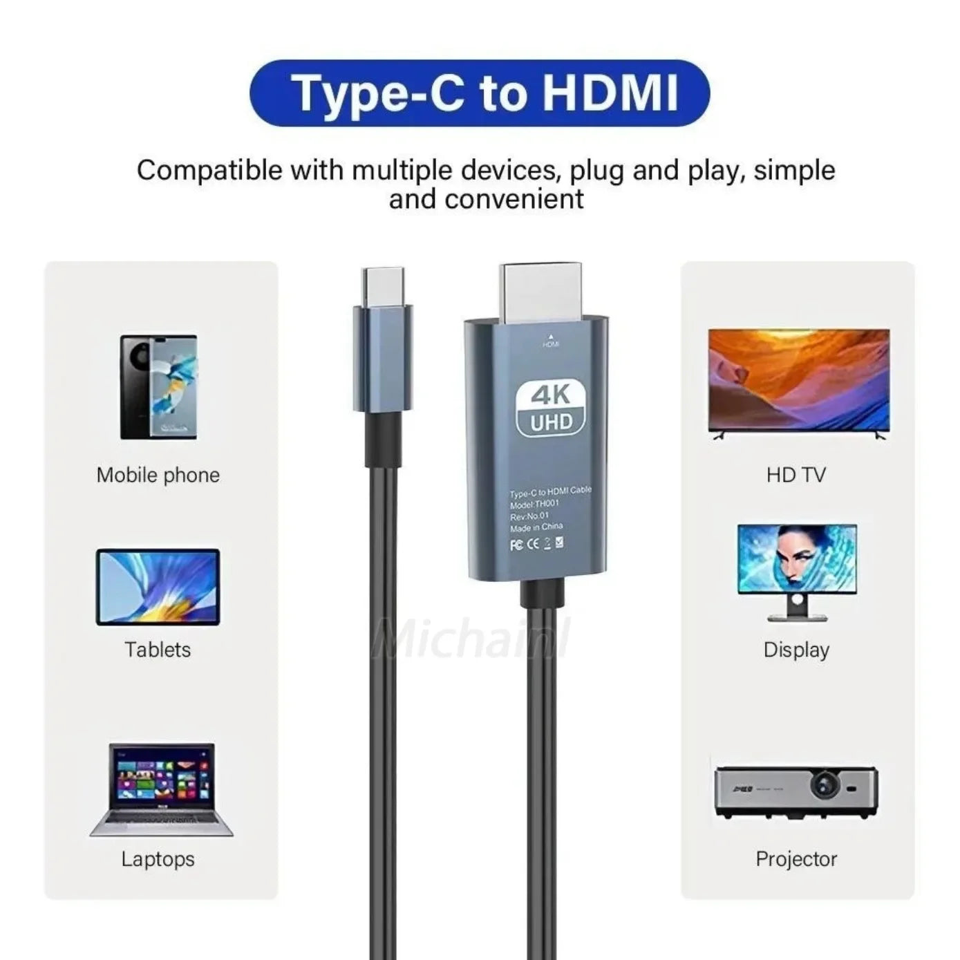 USB C zu HDMI Kabel 4K 60Hz High Speed Adapter