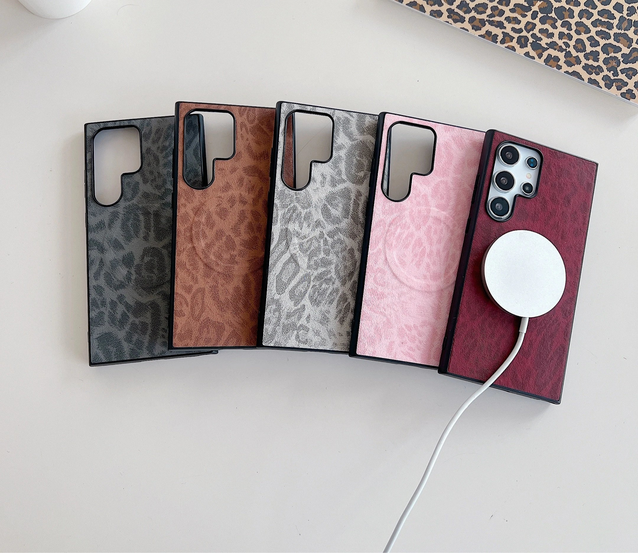 Leopard print magnetic case with MagSafe function