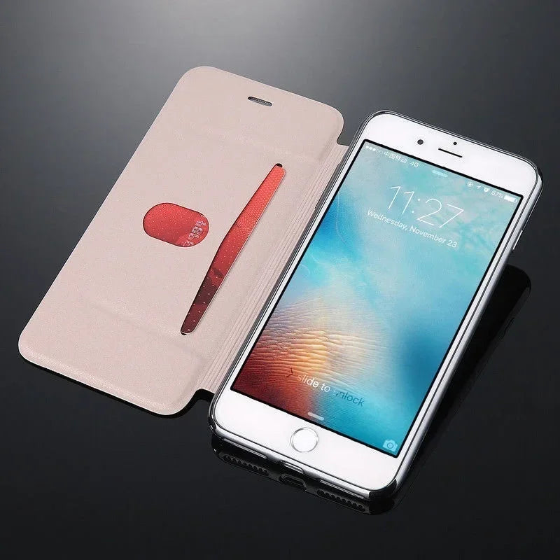 Glitter leather flip case for iPhone 17 with card slot