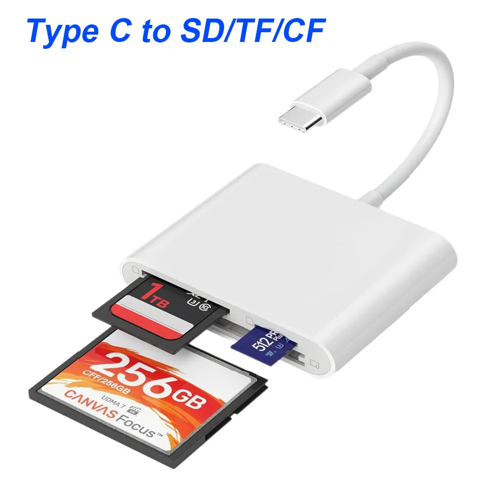 3-in-1 SD TF CF Kartenleser Lightning Typ-C