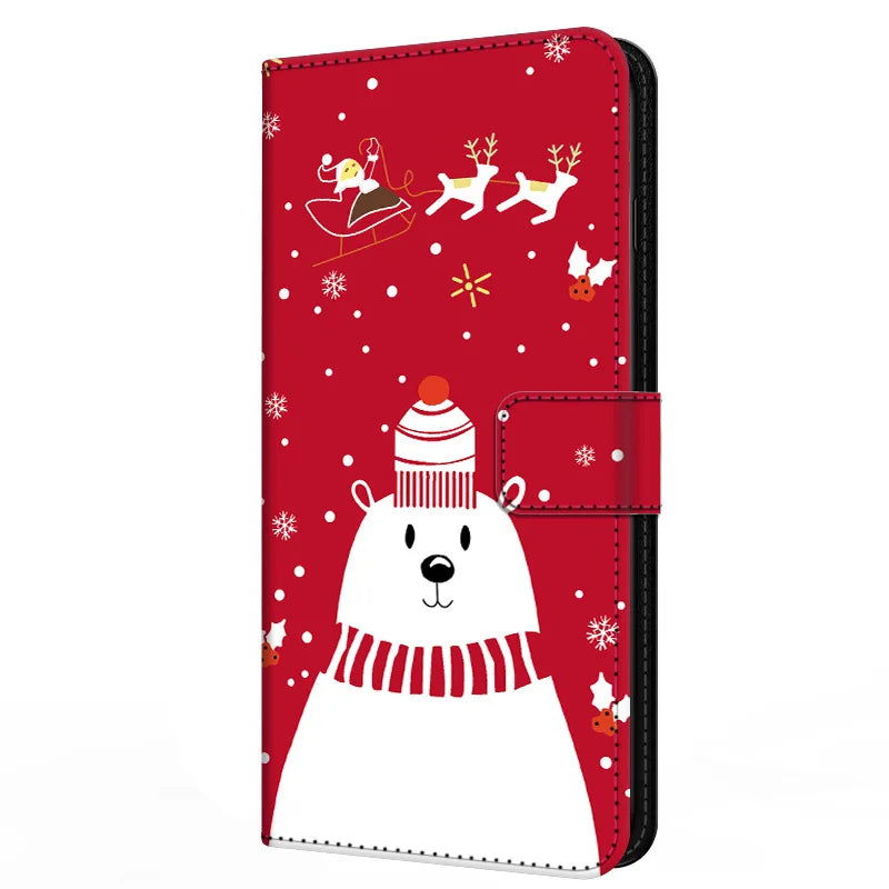 Marmor Weihnachts Ledertasche für Google Pixel 7 Pro Flip Case mit Kartenfach