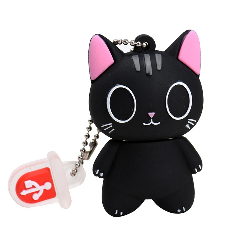 Mini Cartoon USB Stick 128GB Cat Keychain