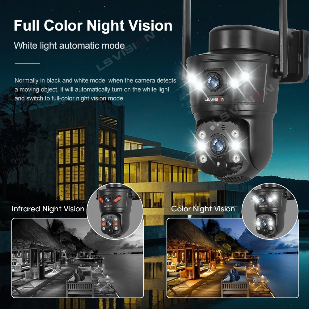 4G Solar Outdoor Camera 8MP Dual Lens PIR Night Vision