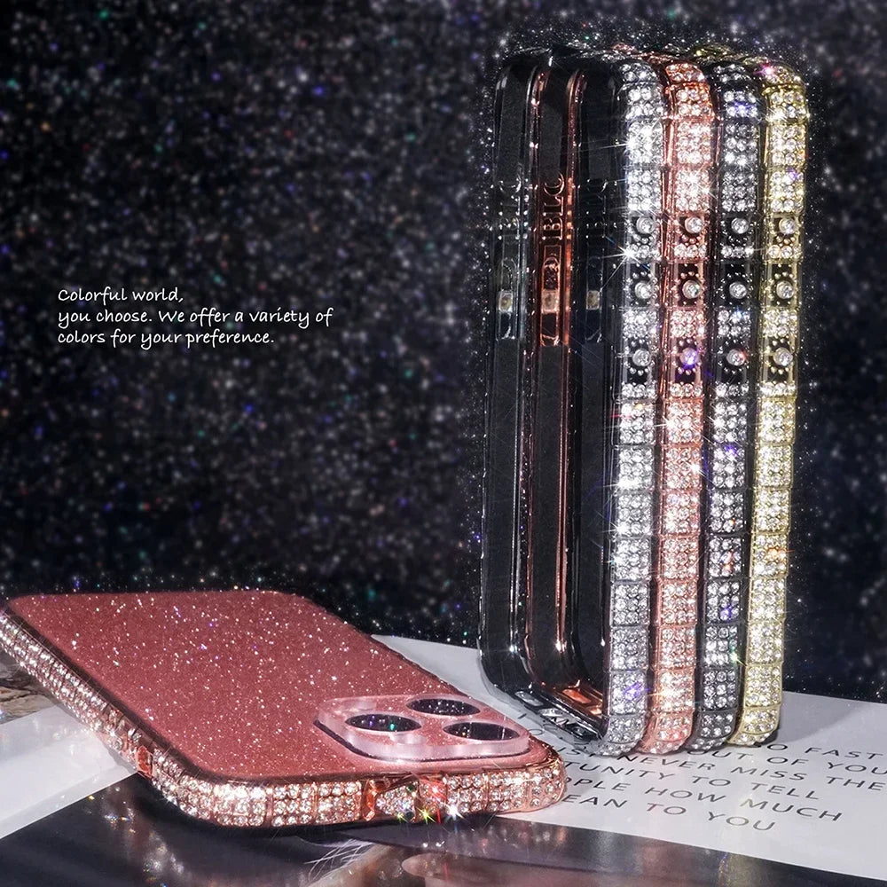 Glitzer Metall Bumper Hülle für iPhone 15 Pro Max
