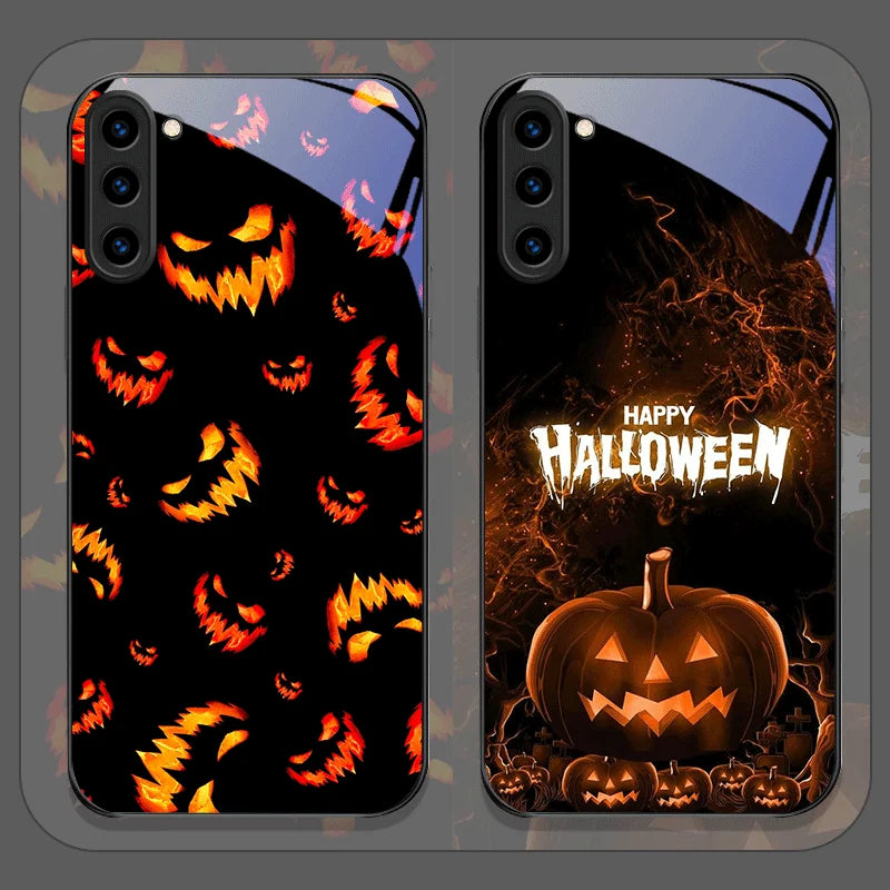 Halloween Kürbis Glas Hülle für Galaxy S25–S23