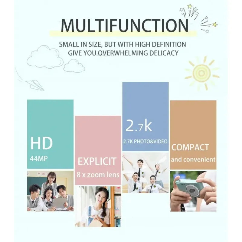 Mini 4K digital camera for children with HD zoom