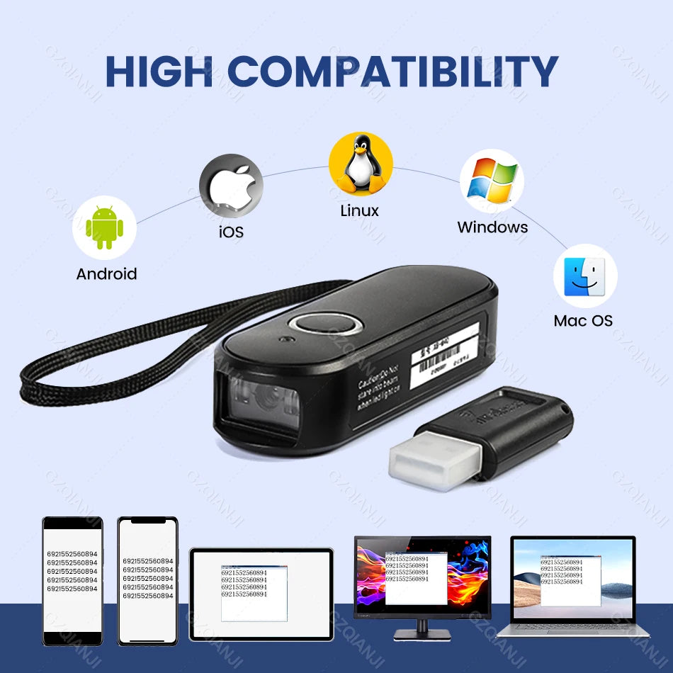 Tragbarer Bluetooth 2D Mini Barcode Scanner Pocket