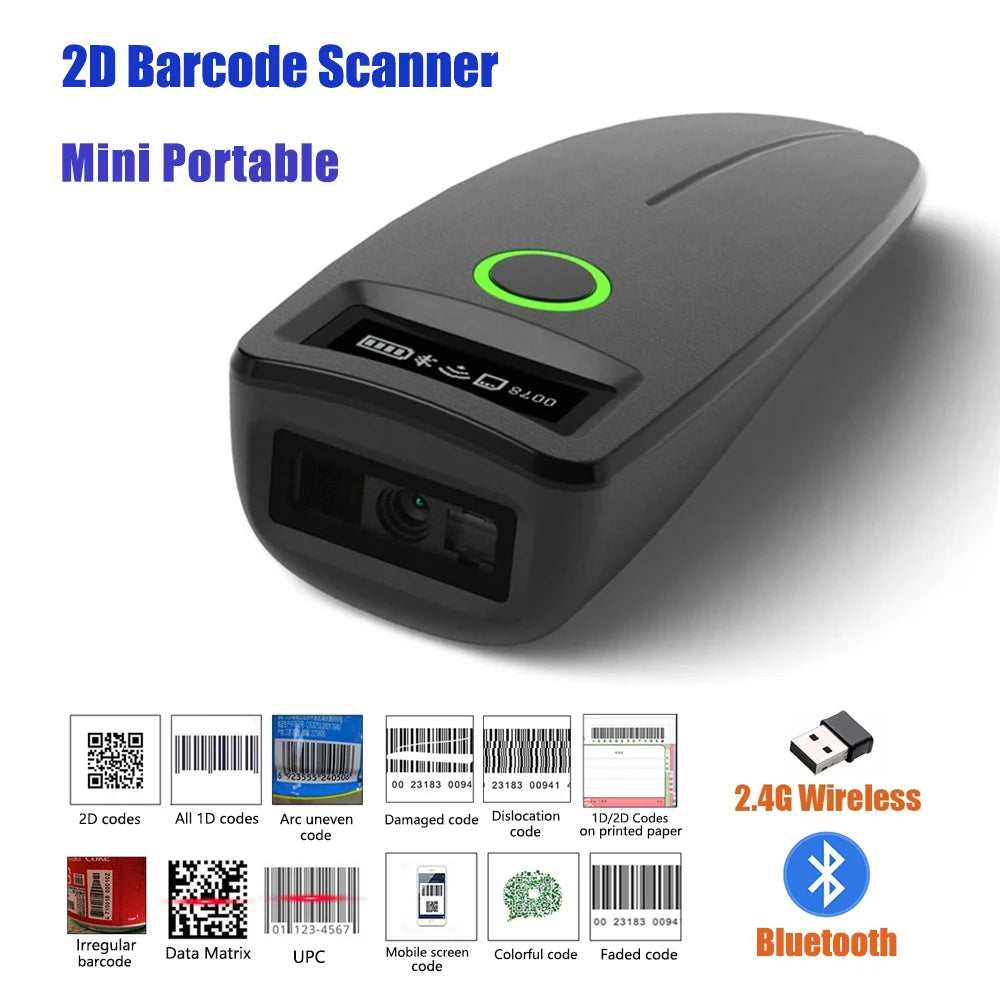 Kabelloser 2D Bluetooth Barcode Scanner Mini