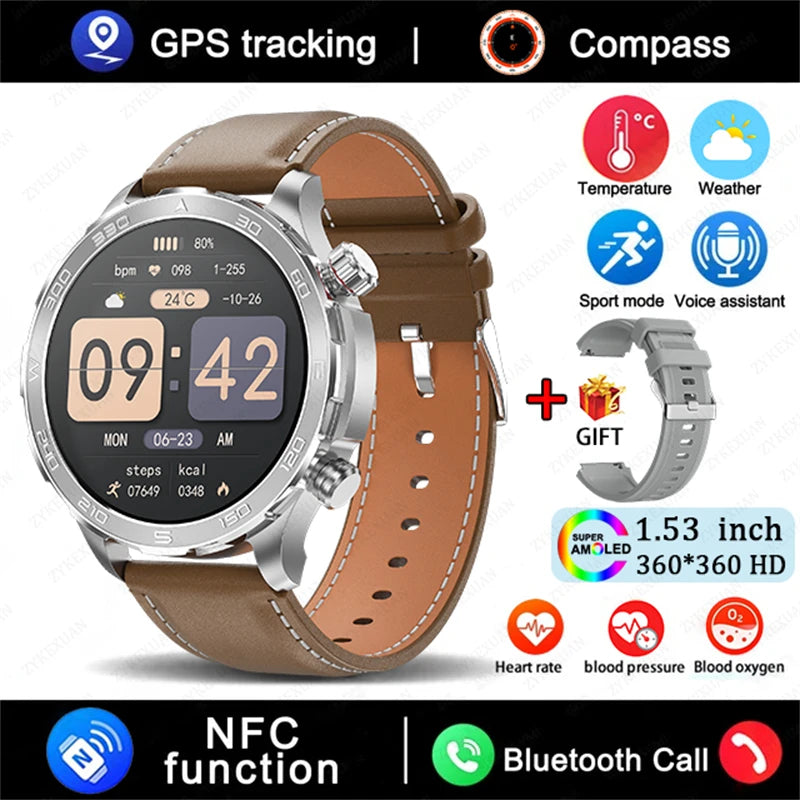 Sports Smartwatch 2025 with GPS, NFC & AMOLED display