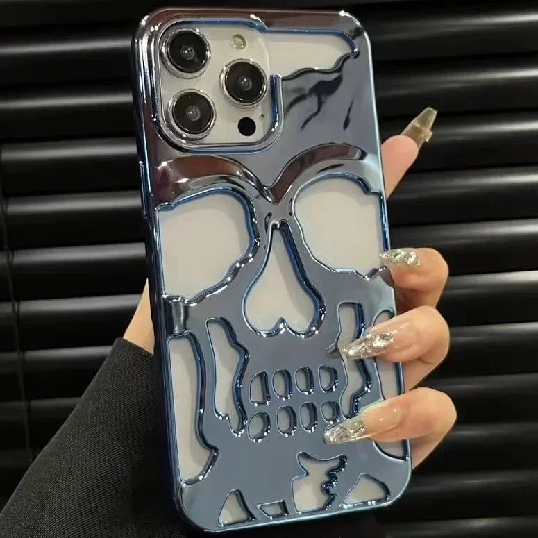 3D Matte Metallic Skull Phone Case for iPhone