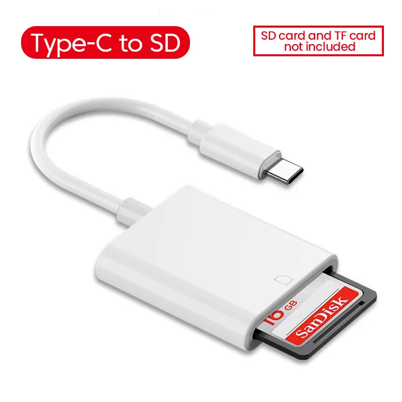 4-in-1 OTG Type-C Lightning SD TF Card Reader