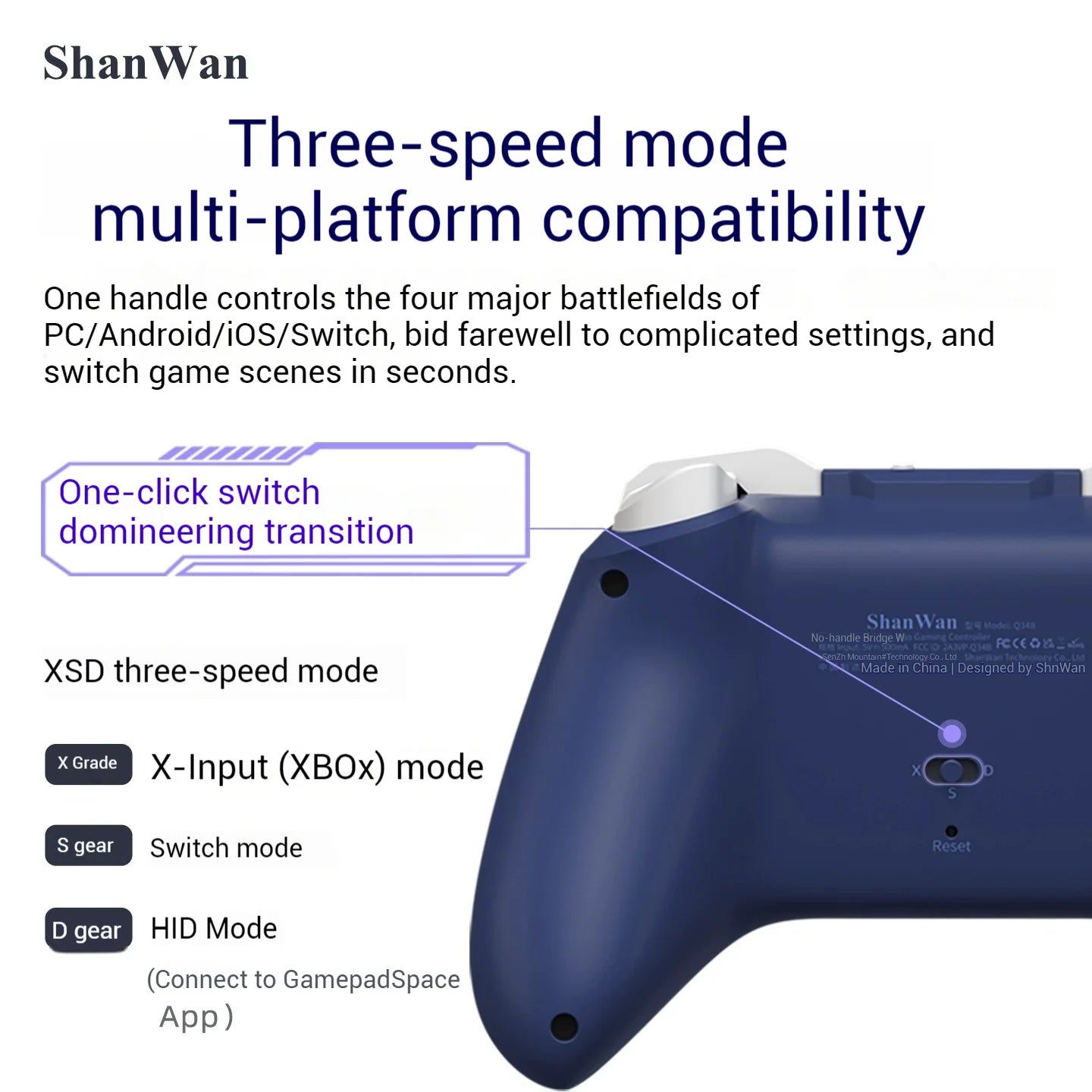 ShanWan Wireless Bluetooth Gamepad mit Hall Joystick
