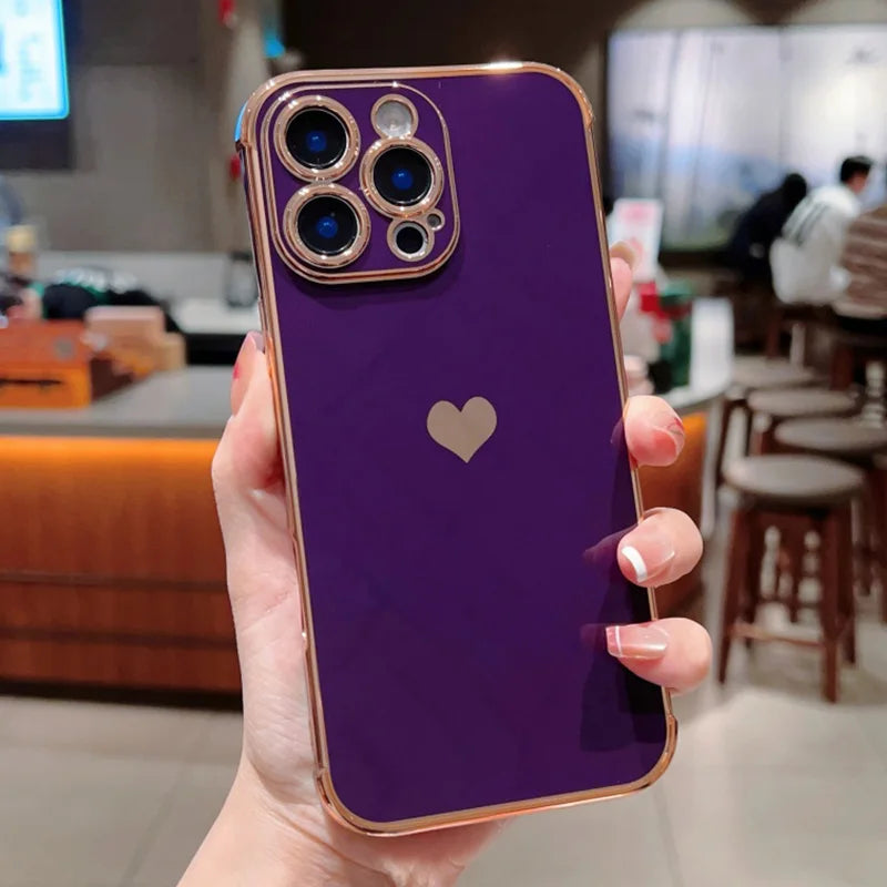 Shiny heart-shaped edge phone case for iPhone 17