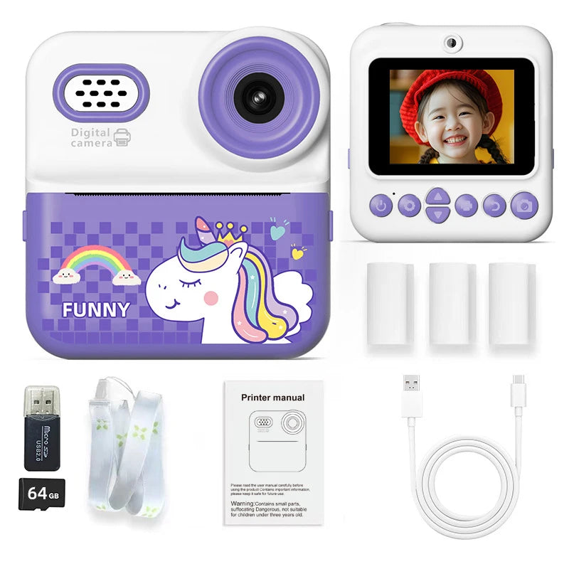 Neue Kinderkamera Mini Sofortdruck 1080P HD 64G